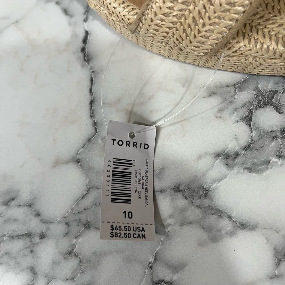 TORRID Raffia Platform Heel Sandal Size 10WW 10 Extra Wide NWT Boho Natural - Picture 10 of 13